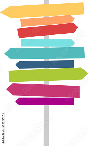 Coloured signs to indicate a direction photo