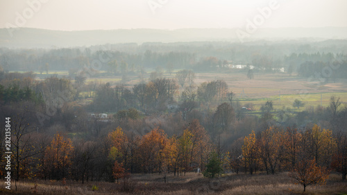 In the valley of the river Psel. Landscape in the fall season.