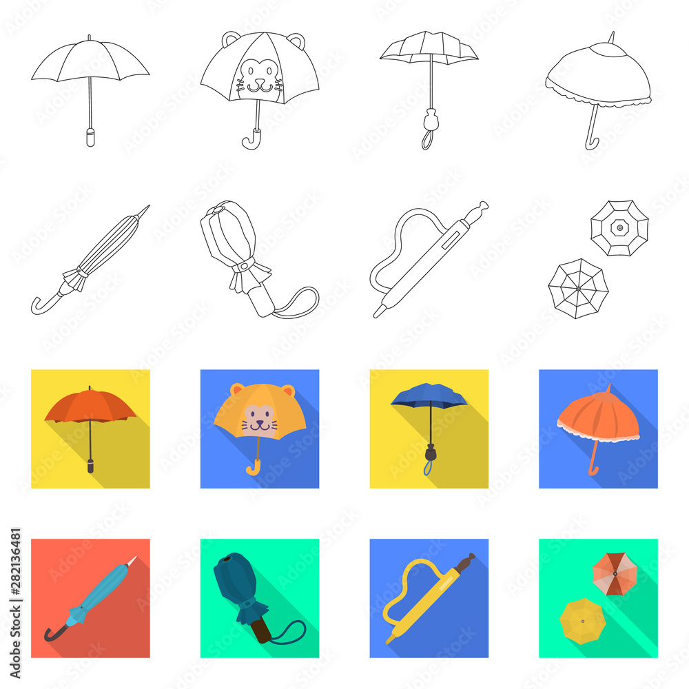 Vector illustration of protection and closed icon. Set of protection and rainy stock vector illustration. Vector illustration of protection and closed icon. Set of protection and rainy stock vector illustration.