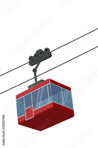 stylized vector illustration of an isolated cableway gondola