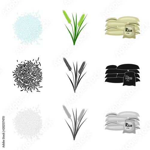 Vector illustration of crop and ecological sign. Set of crop and cooking stock symbol for web.