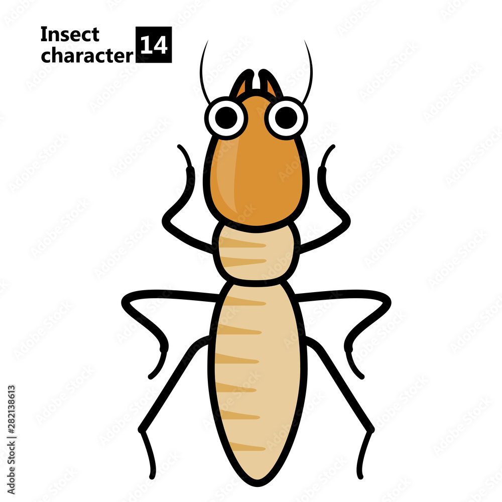 擬人化した昆虫のイラスト 害虫 白蟻 シロアリのキャラクター Insect Character Illustration Of Pest Stock Vector Adobe Stock