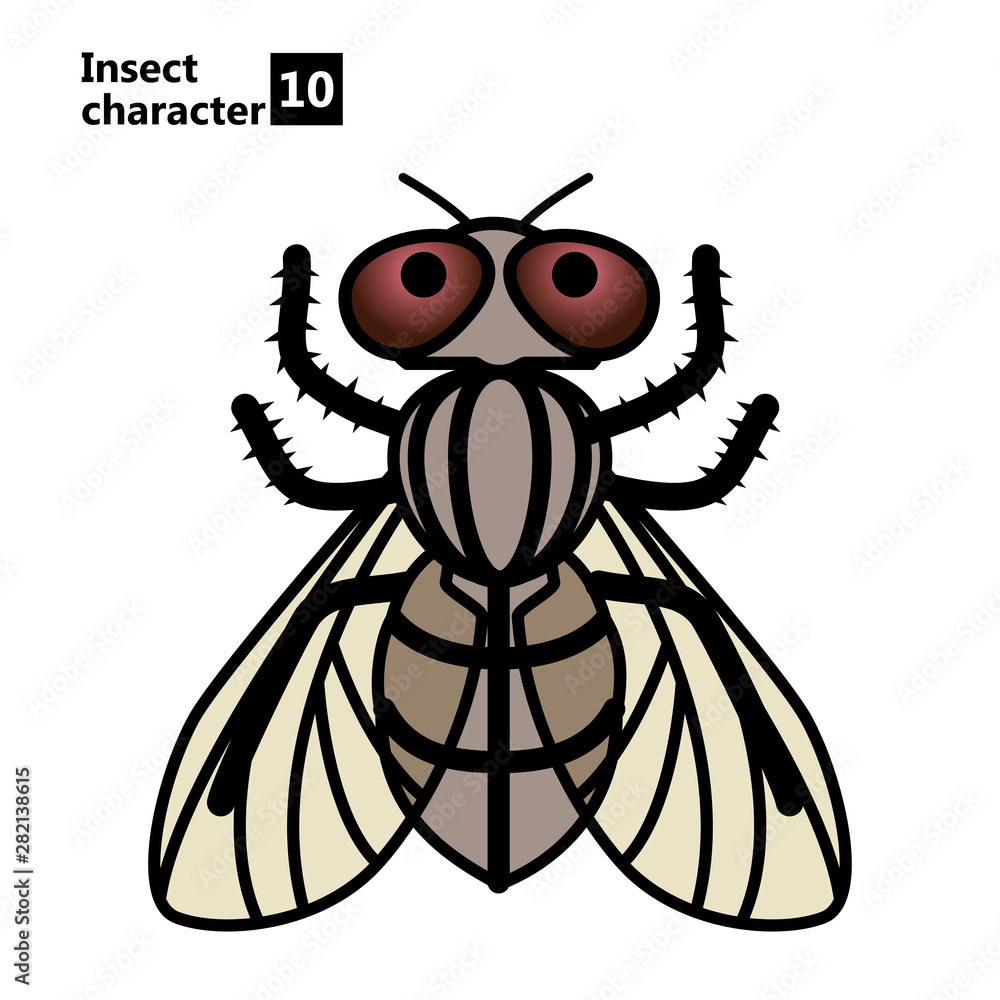 擬人化した昆虫のイラスト 害虫 蝿 ハエのキャラクター Insect Character Illustration Of Pest Stock Vector Adobe Stock