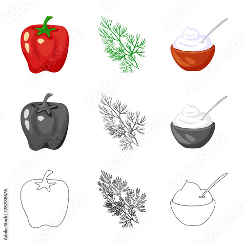 Vector design of taste and product symbol. Collection of taste and cooking vector icon for stock.