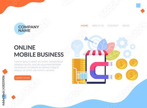 Successful e business shopping commerce management banner poster concept. Vector flat cartoon graphic design illustration