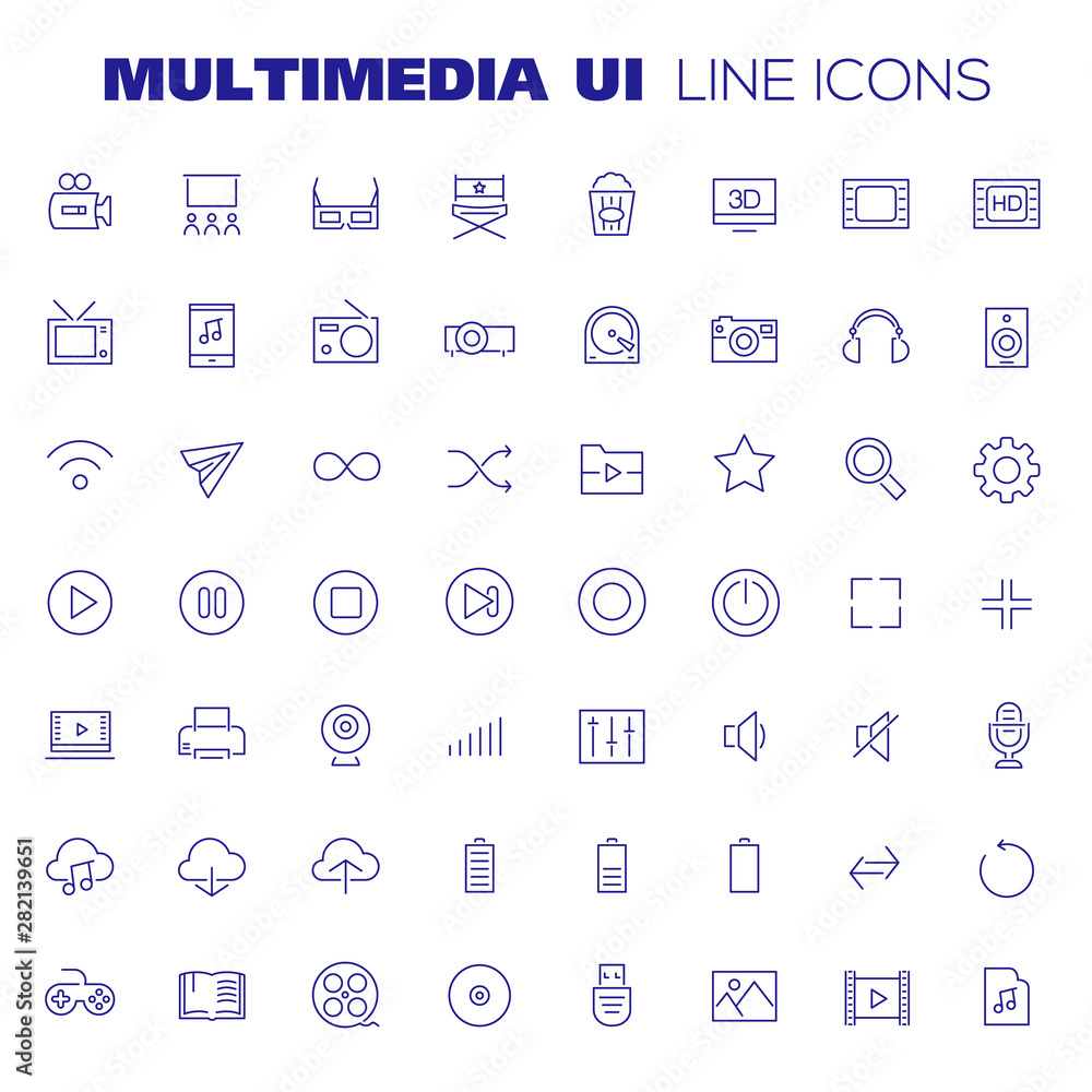 Trendy flat design big Multimedia icons set Trendy flat design big Multimedia icons set