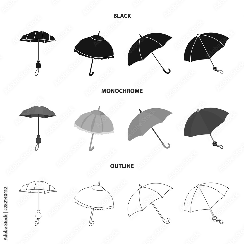 Vector design of protection and closed symbol. Collection of protection and rainy stock vector illustration.