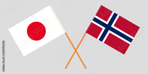 Japan and Norway. Crossed Japanese and Norwegian flags