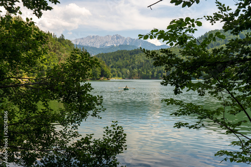 Blick auf den Hechtsee mit Fischerboot in Tirol Österreich photo