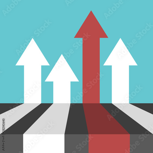 Unique perspective red arrow