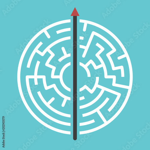 Straight arrow through maze
