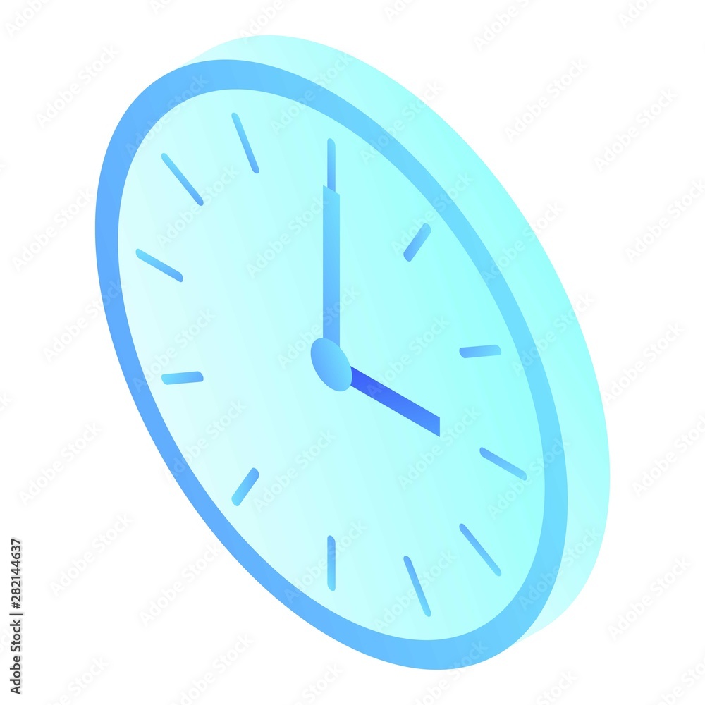 Wall clock icon. Isometric of wall clock vector icon for web design isolated on white background Wall clock icon. Isometric of wall clock vector icon for web design isolated on white background