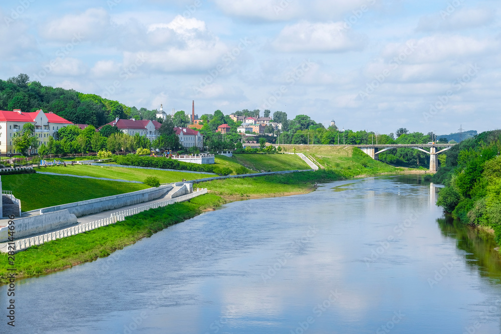 Smolensk, Russia - May, 26, 2019: landscape with the image of the embankment of the Dnieper River in the city of Smolensk, Russia
