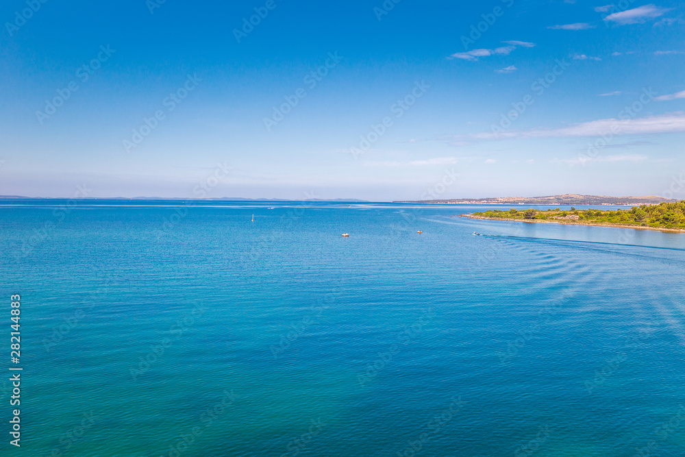 Sea landscape with islands on background, Croatia, Europe.
