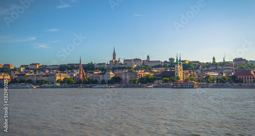 Budapest - June 21, 2019: Panoramic view of the Danube in Budapest, Hungary