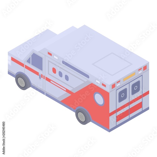 American ambulance car icon. Isometric of american ambulance car vector icon for web design isolated on white background
