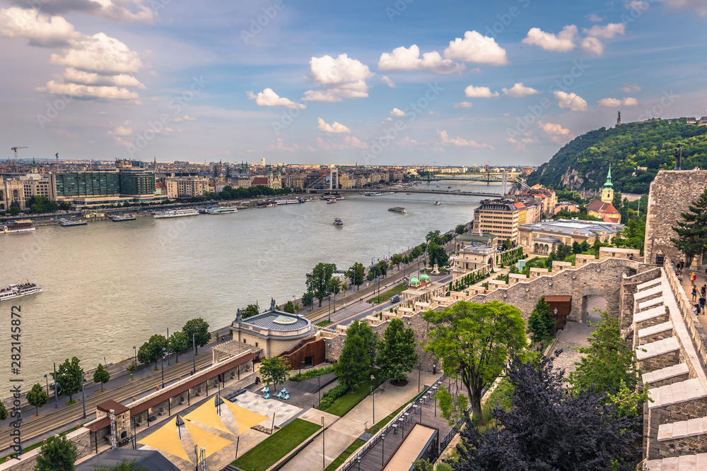Obraz premium Budapest - June 22, 2019: Panoramic view of the city of Budapest, Hungary