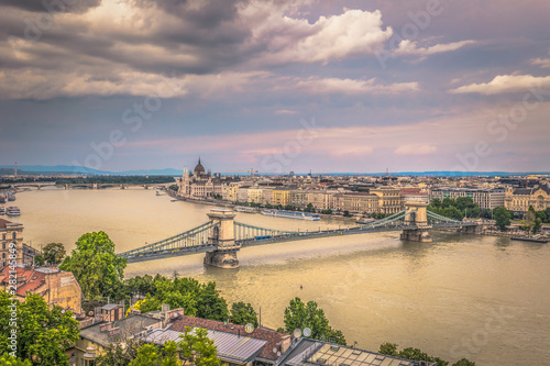 Budapest - June 22, 2019: Panoramic view of the city of Budapest, Hungary