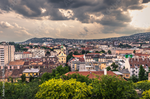 Budapest - June 22, 2019: Panoramic view of the city of Budapest, Hungary