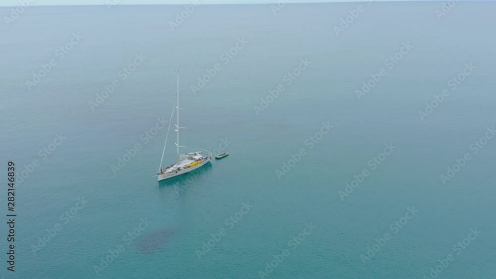 Yacht sailing Stop at on open sea at sunny dayat Kudat, Sabah, Borneo Yacht sailing Stop at on open sea at sunny dayat Kudat, Sabah, Borneo