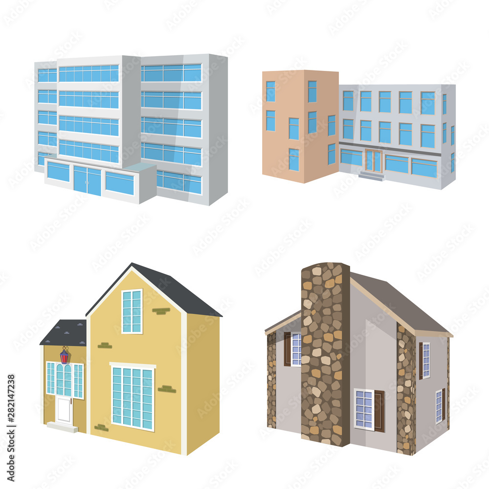 Vector illustration of building and home sign. Set of building and construction stock vector illustration. Vector illustration of building and home sign. Set of building and construction stock vector illustration.
