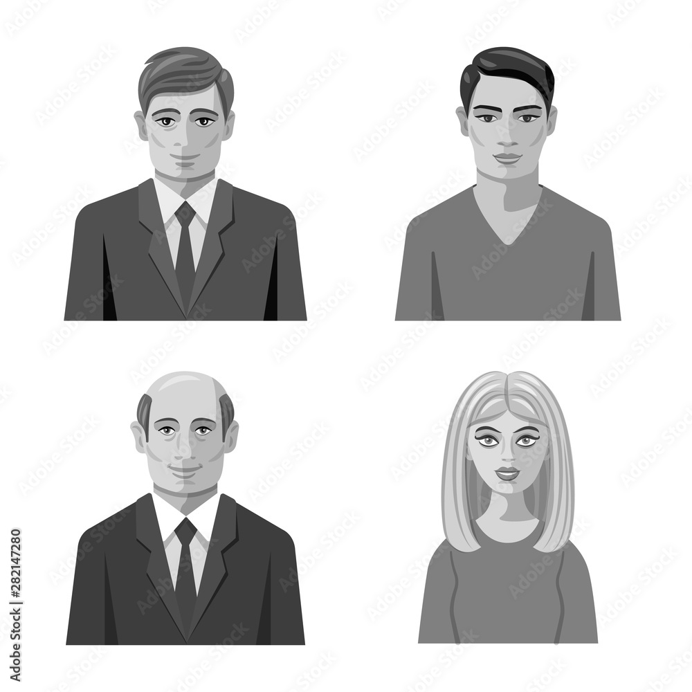 Vector design of face and person sign. Collection of face and portrait vector icon for stock. Vector design of face and person sign. Collection of face and portrait vector icon for stock.