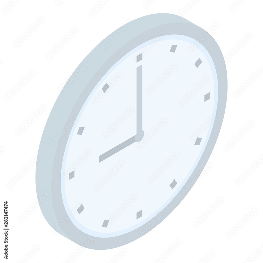 Wall clock icon. Isometric of wall clock vector icon for web design isolated on white background Wall clock icon. Isometric of wall clock vector icon for web design isolated on white background