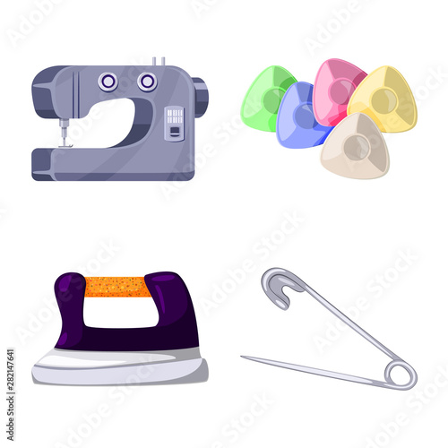 Vector illustration of atelier and sewing symbol. Collection of atelier and tailoring stock symbol for web.