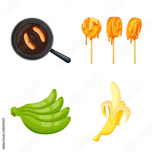 Isolated object of tropical and ripe symbol. Set of tropical and potassium stock vector illustration.