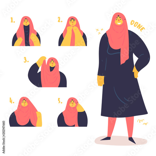 Foto Muslim woman shows one way to wear a hijab