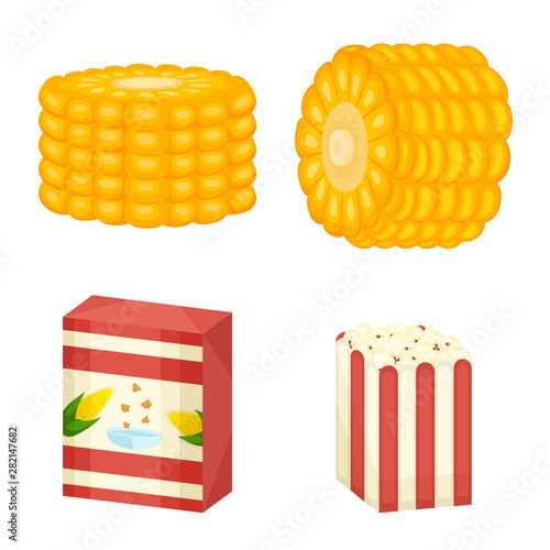 Vector design of maize and food symbol. Collection of maize and crop vector icon for stock.