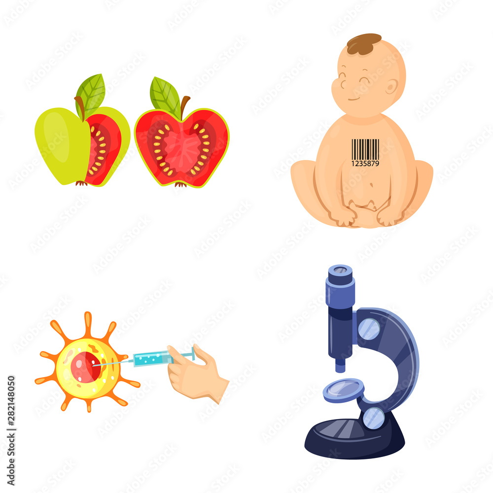 Fototapeta premium Vector design of modified and genetically logo. Set of modified and science stock symbol for web.