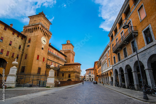 Ferrara, Italy - July, 09, 2019: view of Ferrara castle in Italy