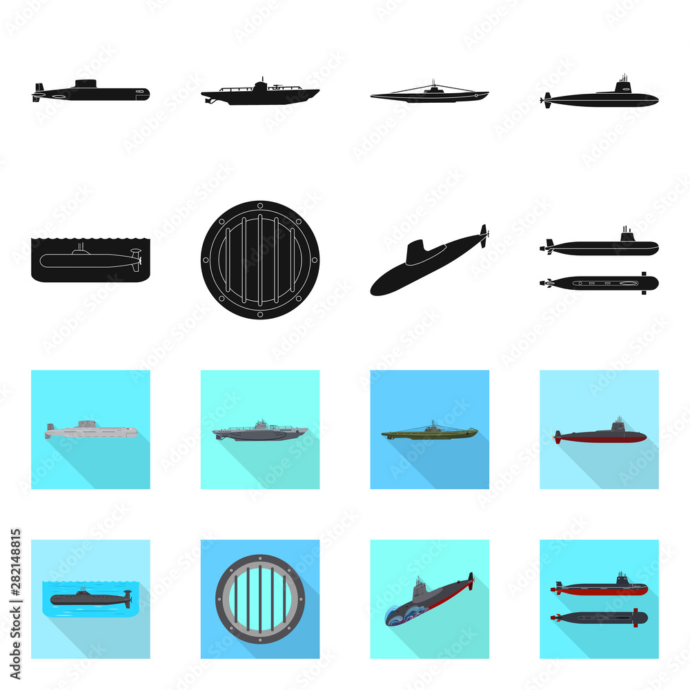 Vector design of war and ship symbol. Collection of war and fleet vector icon for stock.
