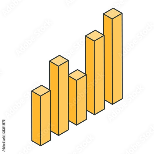 Yellow graph bar icon. Isometric of yellow graph bar vector icon for web design isolated on white background