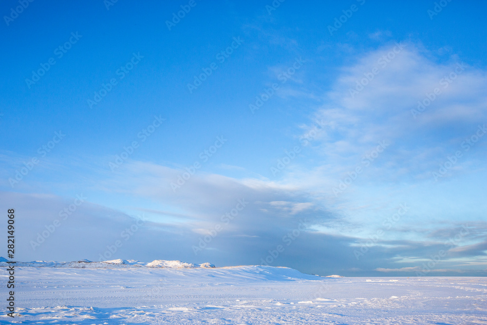 Snow desert. Kola Peninsula winter landscape