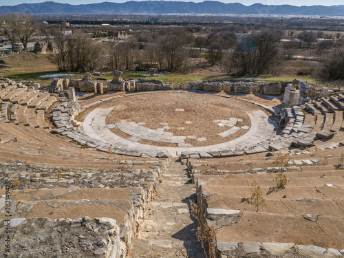 Overlook of the ancient amphitheatre in Philippi - Greece