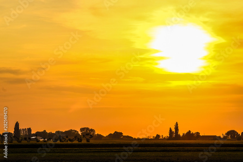 Landscape with the image of sunset in italian countryside