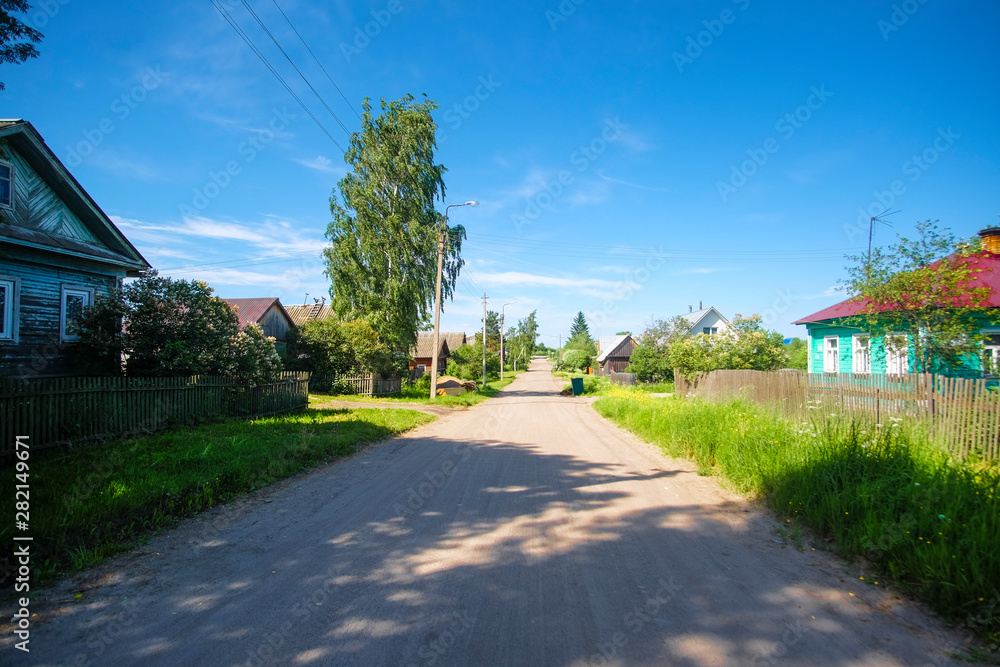 landscape with the image of russian village