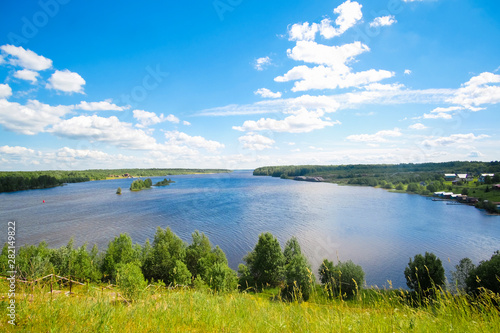 landscape with the image of the river Sheksna  Russia