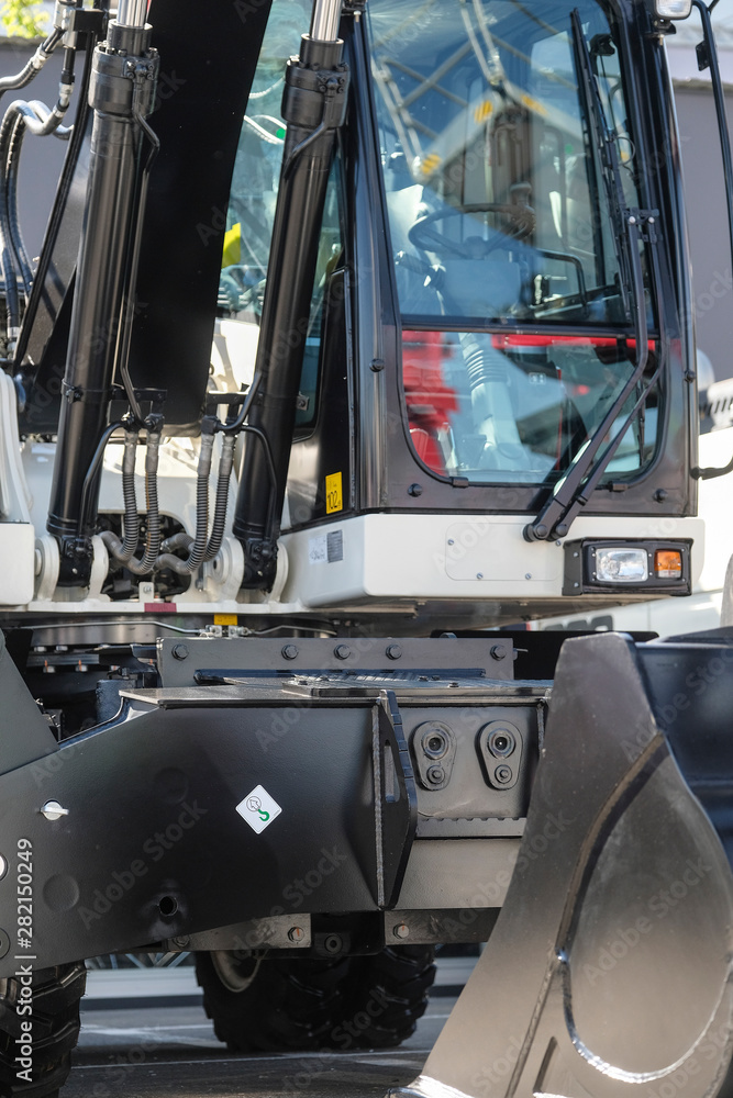 Moscow, Russia - June, 27, 2019: the image of excavator close up