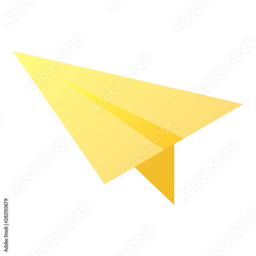 Yellow paper plane icon. Isometric of yellow paper plane vector icon for web design isolated on white background