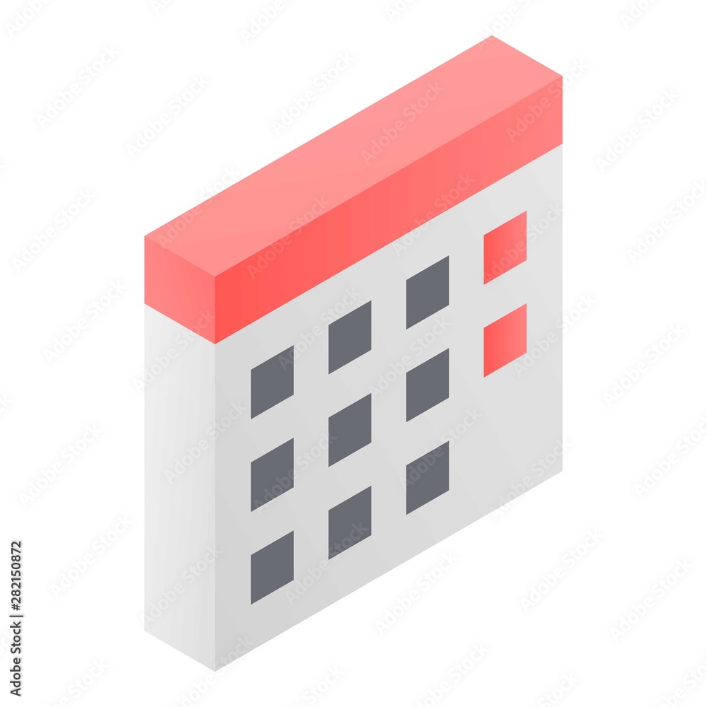 Office table calendar icon. Isometric of office table calendar vector icon for web design isolated on white background Office table calendar icon. Isometric of office table calendar vector icon for web design isolated on white background