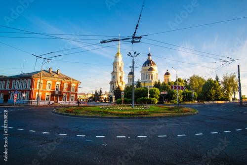 Rybinsk, Russia - June, 9, 2019: square in a centre of the old russian town Rybinsk