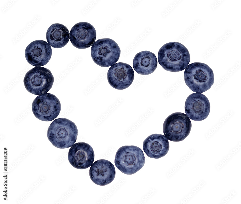 cotout heart mark made from blueberries on a white background isolated cotout heart mark made from blueberries on a white background isolated