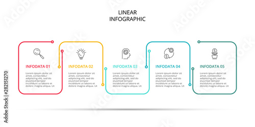 Thin line cycle infographic. Modern concept design template with 5 options, steps or parts. Flat vector illustration for business presentation.