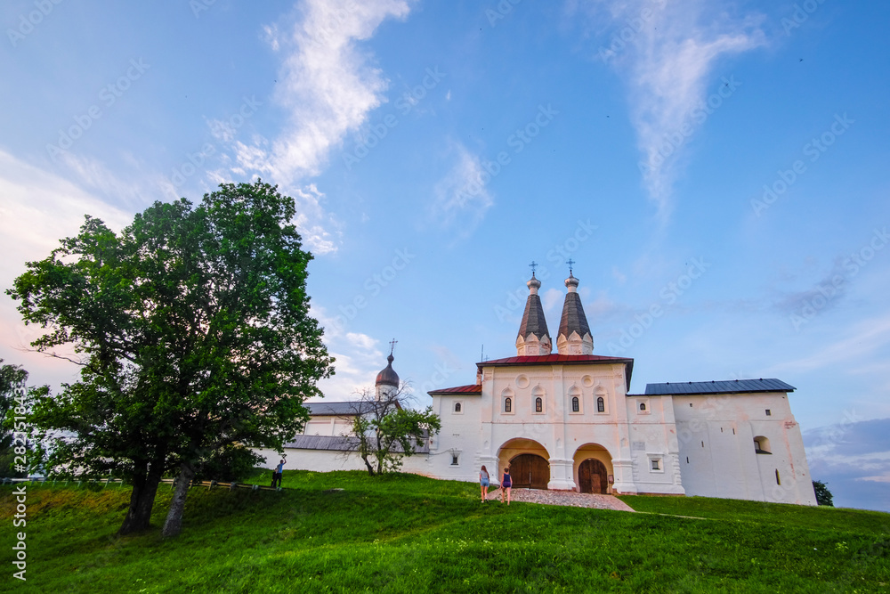 Feraportovo, Russia - June, 18, 2019: Veiw to Ferapontov Belozersk Monastery of the Nativity of the Virgin in Feraportovo, Russia