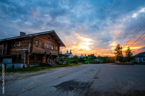 Ferapontovo, Vologda region, Russia - June, 9, 2019: landscape with the image of russian north village Ferapontovo in Vologda region