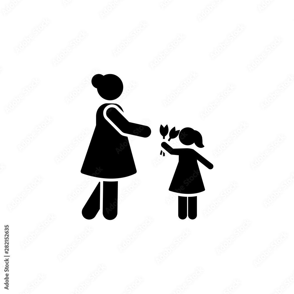 Fototapeta premium Woman, flower, girl, give icon. Element of daily routine icon