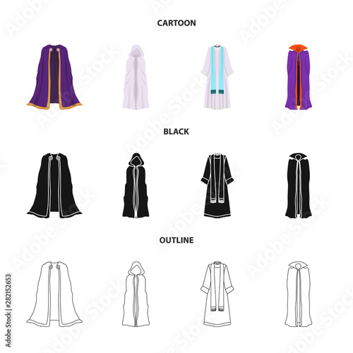 Vector illustration of material and clothing icon. Set of material and garment vector icon for stock.